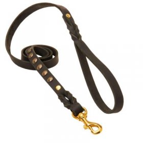 Studded Leather Samoyed Leash for Dog Walking and Training Studded Leather Samoyed Leash for Dog Walking and Training
