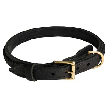 Samoyed Leather Braided Collar with Solid Hardware