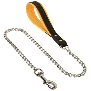 Chain Leather Samoyed Leash with Padded Handle