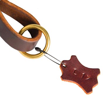 Leather Pull Tab for Samoyed with O-ring for Leash Attachment