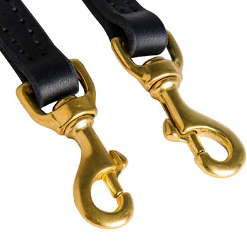 Leather Leash for Samoyed with Rust Resistant Snap Hooks