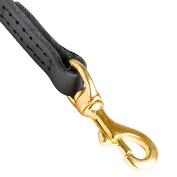 Samoyed Leather Leash with Massive Gold-like Snap Hook