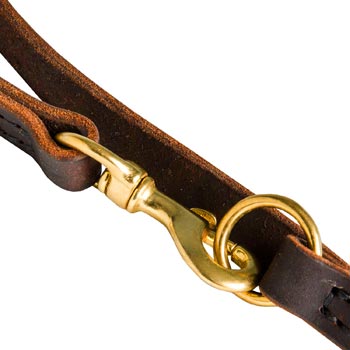 Samoyed Leather Leash with Brass Snap Hook and O-ring