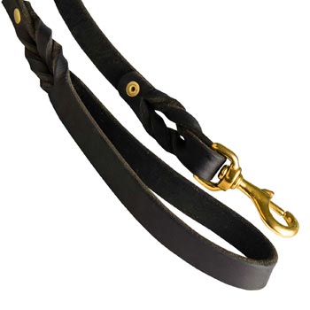Dog Leash Leather with Snap Hook Brass-Made for Samoyed