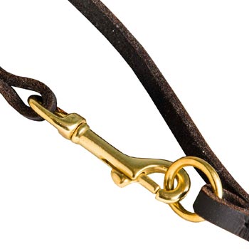 Leather Samoyed Leash with Brass Hardware for Dog Control