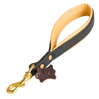 Padded on the Handle Leather Samoyed Leash with Brass Snap Hook